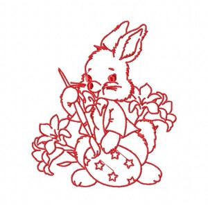 Machine Embroidery Designs - Easter Redwork Bunnies Collection of 6 - Etsy