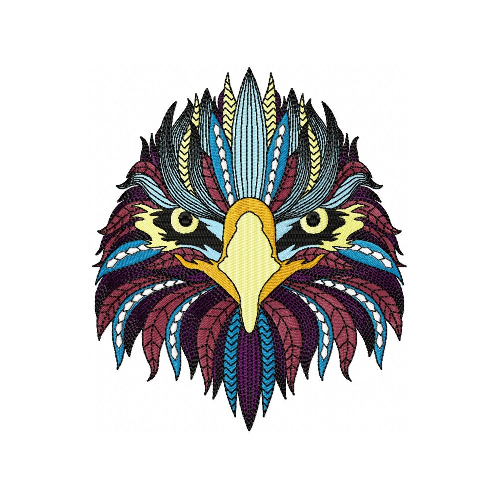 Machine Embroidery Design - Detailed Eagle Face A - Etsy