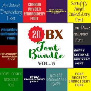 Machine Embroidery Fonts - 20 BX Font Bundle - Volume 5