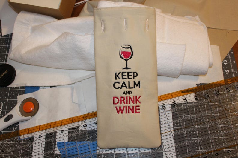 ITH Wine Bag Keep Calm in the Hoop Machine Embroidery Design Etsy