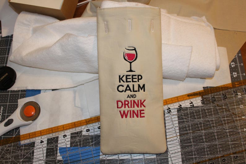 ITH Wine Bag Keep Calm In The Hoop Machine Embroidery Design image 2