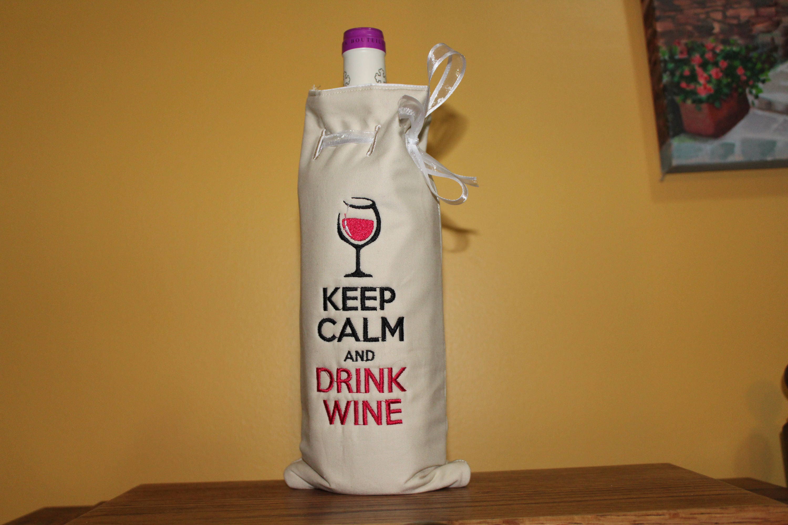 ITH Wine Bag Keep Calm in the Hoop Machine Embroidery Design Etsy