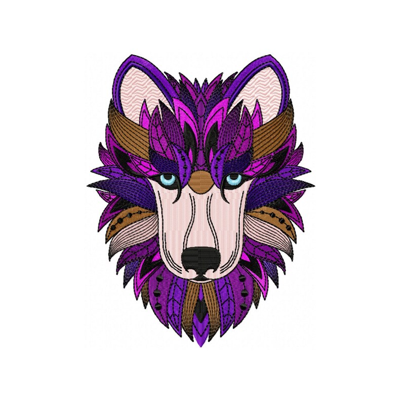 Machine embroidery design detailed wolf face b  etsy Machine embroidery design detailed wolf face b  etsy
