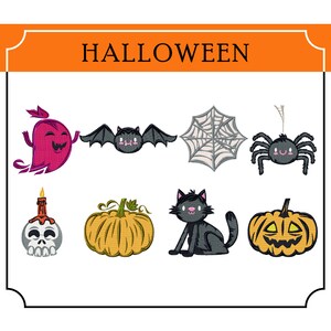 Halloween-Kollektion von 8 Maschine Stickerei Designs in Stiched und Applikation - fünf Größen: 3,5 bis 5,5 Zoll - Instant Download!