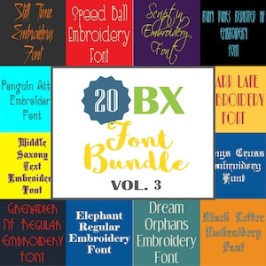 Machine Embroidery Fonts - 20 BX Font Bundle - Volume 3