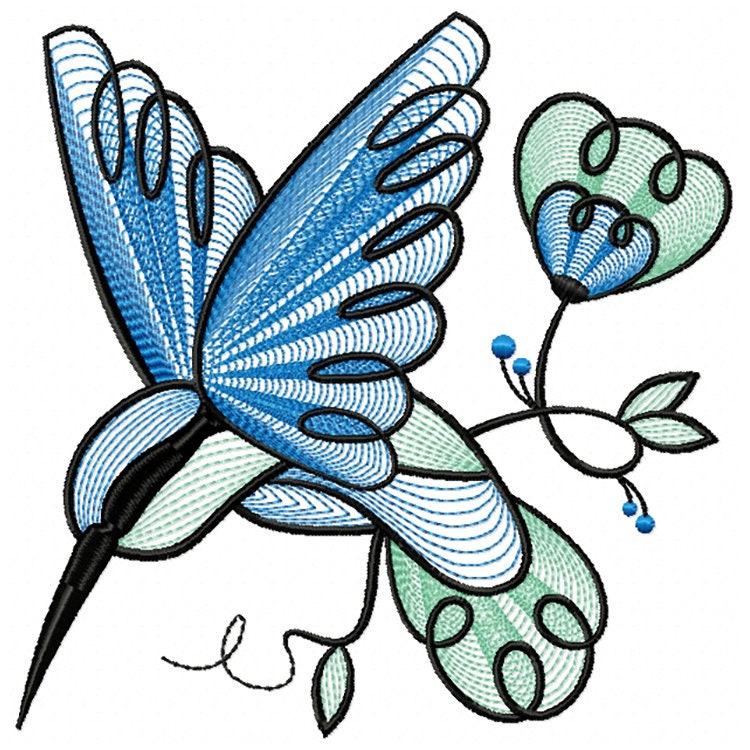 Machine Embroidery Design - Hummingbird #01