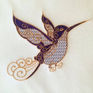 Machine Embroidery Design - Ornamental Hummingbird