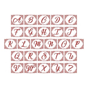 Machine Embroidery Monogram - Abstract Red Frame
