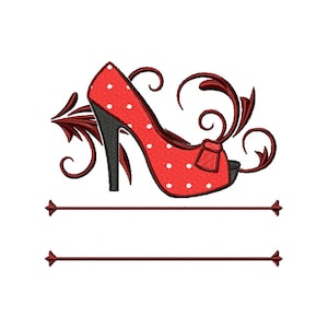 Machine Embroidery Design - Polka Dots Shoes Monogram #02