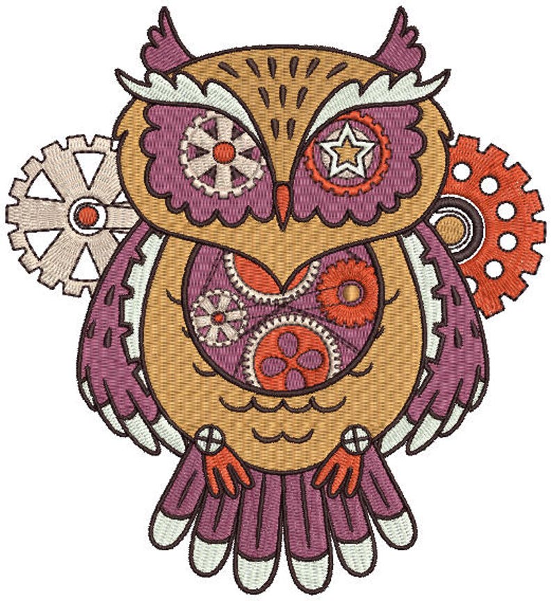 Machine embroidery design steampunk owl collection 19  etsy
