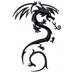 Machine Embroidery Design - Fire Dragon Tattoo - Tribal Dragon #3