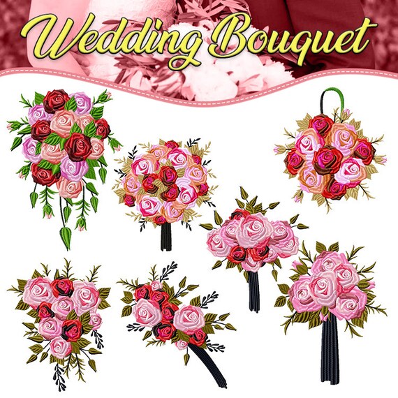 Machine Embroidery Designs Wedding Bouquet Collection of 7 Etsy Australia