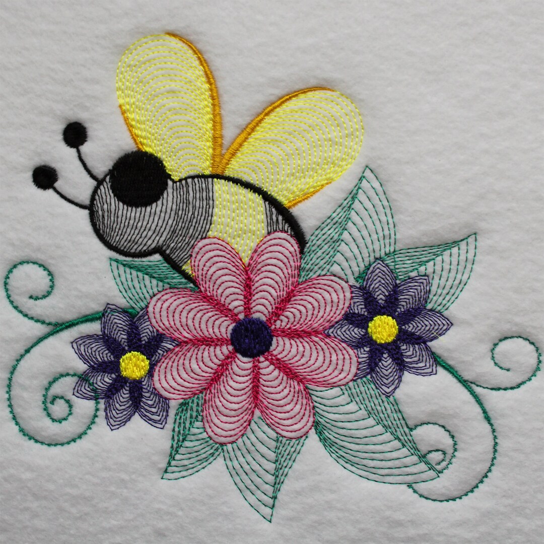 Machine Embroidery Design - Bees and Flowers #03 - Etsy