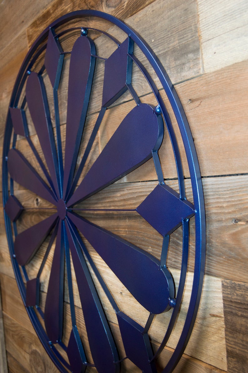 Circular Metal Wall Hanging Cobalt Blue Wall Decor Home Accent Etsy