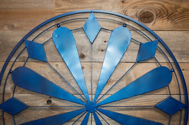 Circular Metal Wall Hanging Cobalt Blue Wall Decor Home Accent Etsy