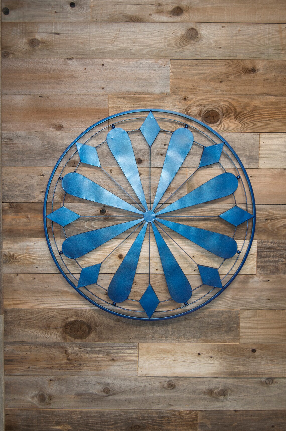 Circular Metal Wall Hanging Cobalt Blue Wall Decor Home Accent Etsy