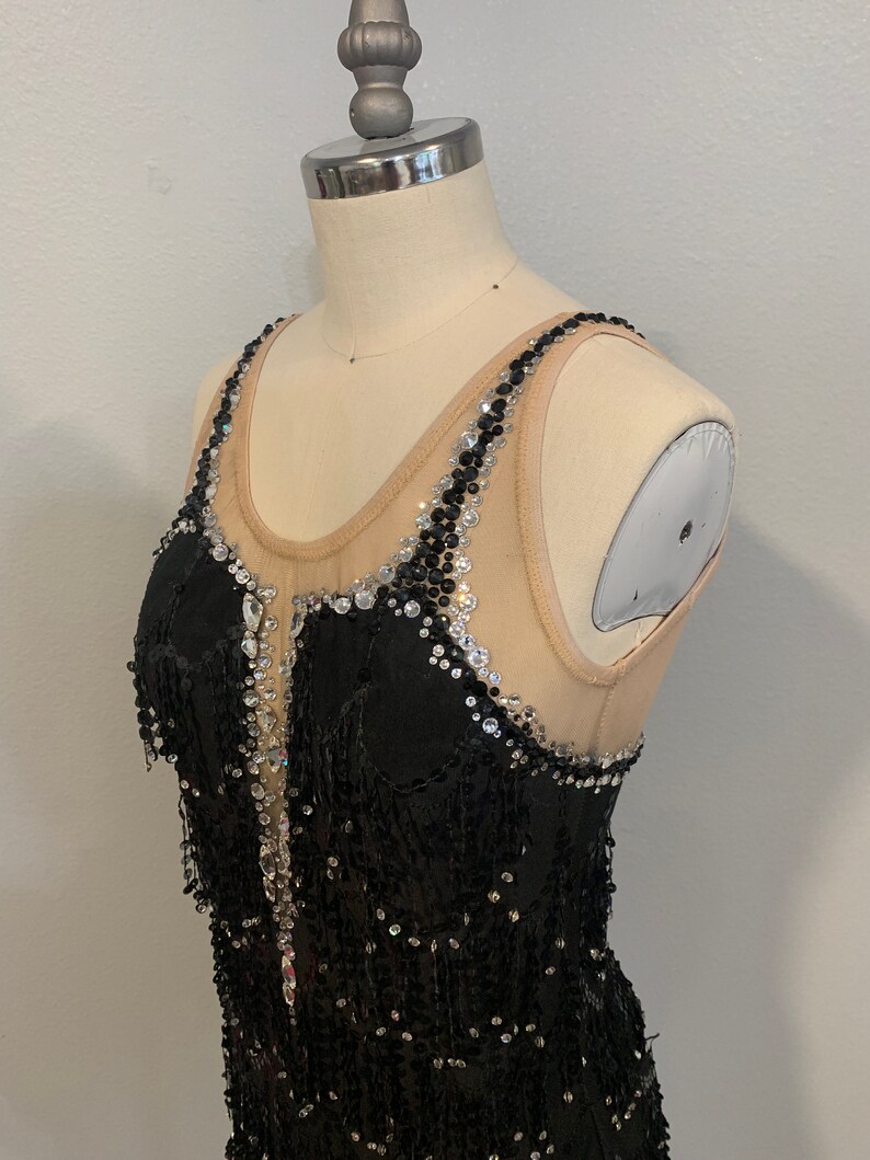 Black Dance or Figure Skating Dress Fringe Size 4/5 Etsy