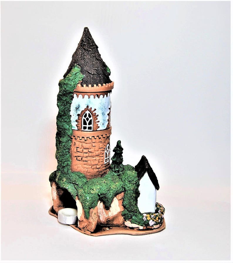 Candle. Ceramic Candle Holder Houses old Castle White Etsy