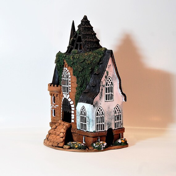 Candle Ceramic Candle Holder Houses Old Castle White Etsy