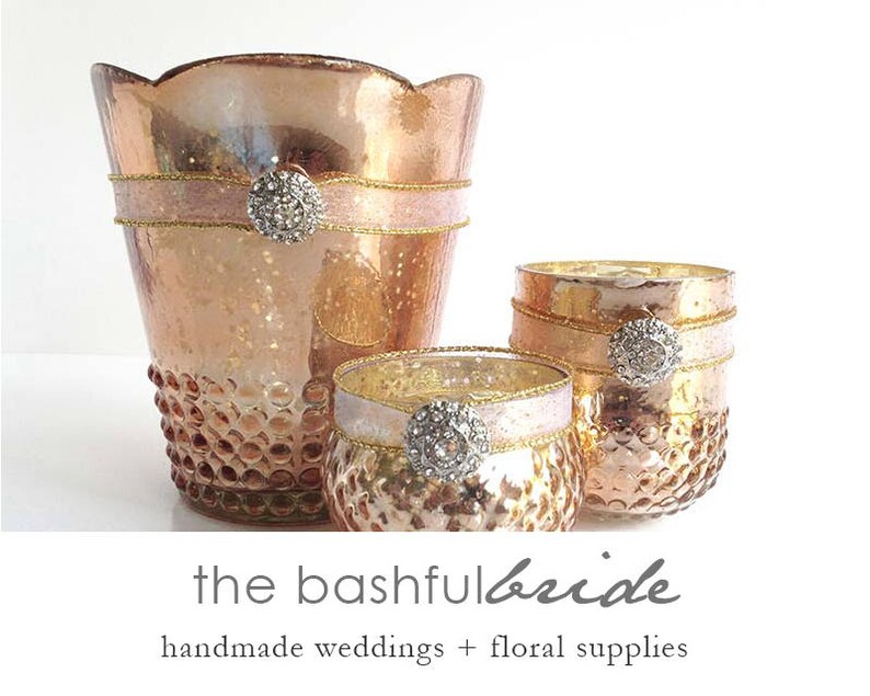 Rose Gold Vase Collection Rose Gold Mercury Glass Votive Etsy