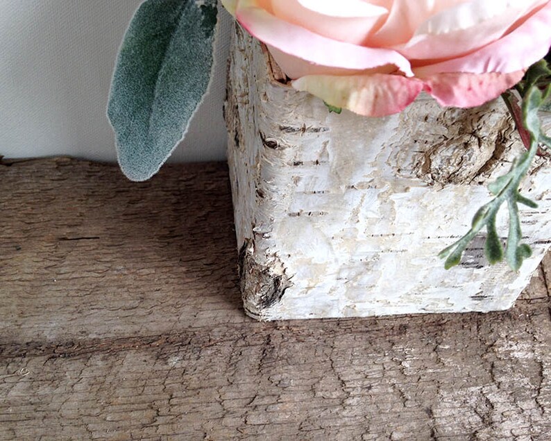 Two sizes, Birch bark planter, rustic decor, birch container, wedding centerpiece, bark vase, wedding table, white birch, table decor image 6