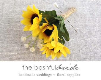 Rustic boutonniere, sunflower boutonniere, rustic wedding, sunflower wedding, barn wedding, wedding boutonniere, groom boutonniere, best man