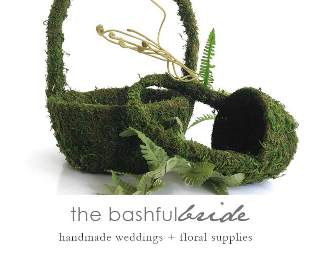 Moss Flower Girl Basket, Greenery Wedding, Moss Basket, Greenery
