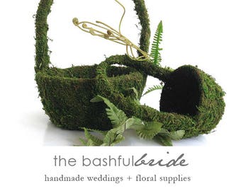 Moss Flower Girl Basket: Rustic Greenery Wedding Decor