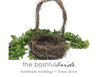 Rustic Twig Flower Girl Basket: Farmhouse Wedding Decor