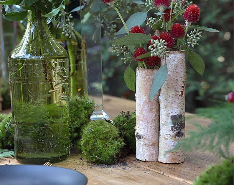 2 Sizes Birch Bud Vase Centerpiece Birch Log Decor Birch Etsy