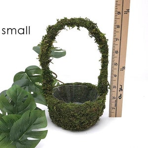 Moss flower girl basket, greenery wedding, moss basket, greenery wedding, greenery wedding decor, easter decor image 4