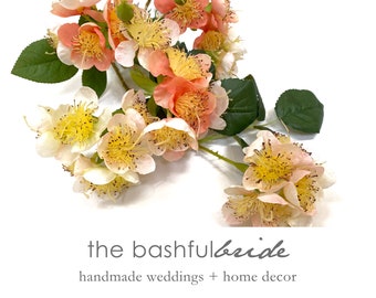 Peach & Blush Silk Roses: Wild Garden Style, 26&quot; Stem