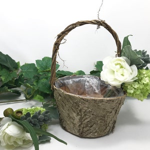 Flower girl basket, Cottage Core, birch flower girl basket, 15 ribbon colors to choose from image 7