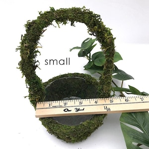 Moss flower girl basket, greenery wedding, moss basket, greenery wedding, greenery wedding decor, easter decor image 3