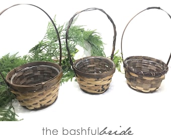 Bamboo Flower Girl Basket, rustic bamboo flower girl basket, Boho Wedding Decor