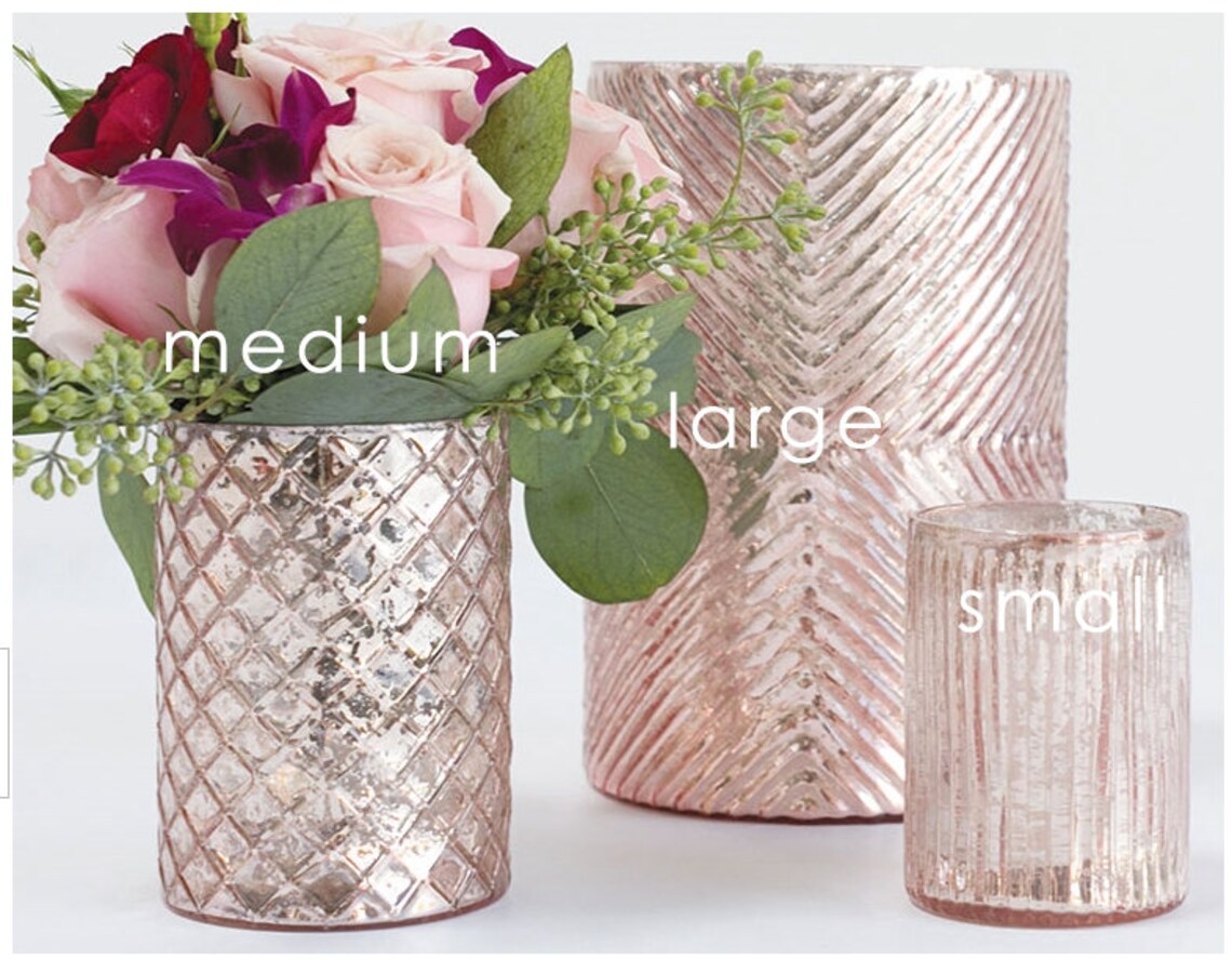 Blush vase 3 sizes wedding blush blush vase mercury glass Etsy