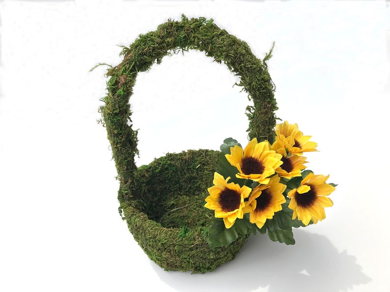 Moss flower girl basket