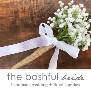 White Baby&#39;s Breath Wedding Bouquet: Farmhouse Twine Wrap