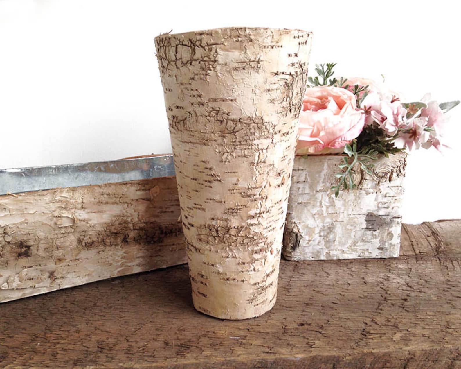 White Birch Bark Vase Birch Vase Wedding Centerpiece Bark Etsy