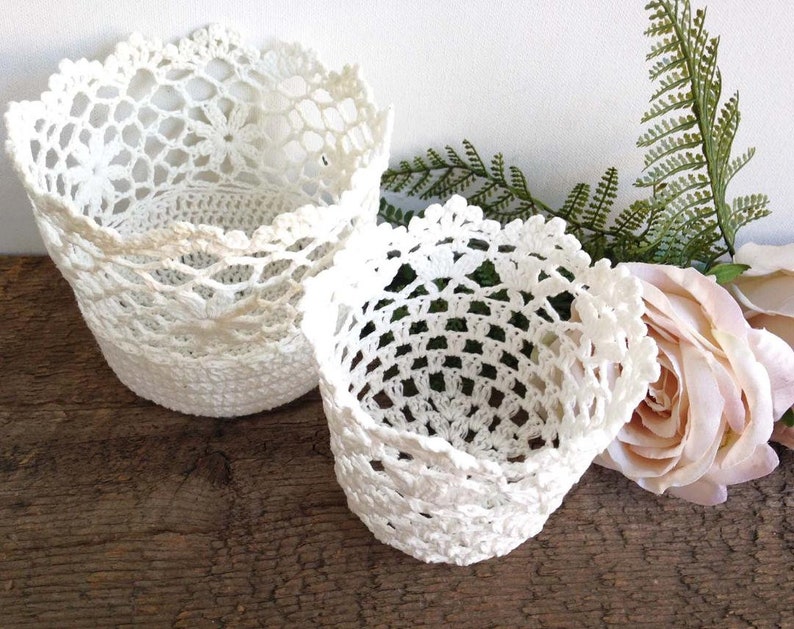 SALE Lace Flower Girl Basket Lace Basket White Lace Basket Etsy