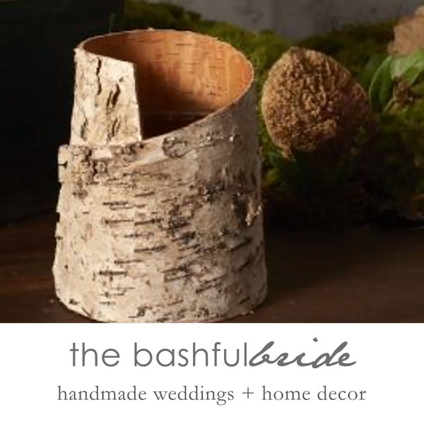 Two sizes, Birch bark vase, rustic decor, birch container, wedding centerpiece, bark vase, wedding table, white birch, table decor
