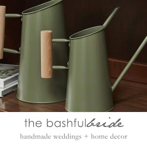 Sage Green Galvanized Steel Watering Can: Farmhouse Decor