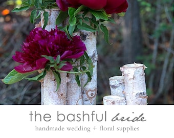2 sizes Birch bud vase, centerpiece, Birch log decor, Birch Bud, Birch bud vase cluster, Birch bark vase, rustic wedding, garden wedding