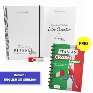 4-in-1 Tools to Learn the Italian Language | with the PlannerBook Bundle | Study while you plan and while you have fun