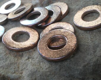20pc, Metal Stamping Blanks, Washer Stamping Blanks, Antiqued Pure Bronze Metal, Jewelry Washers, Metal Washer Blanks