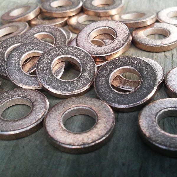 Small, Bronze Washer Beads, Metal Stamping Blanks, Antiqued Pure Bronze Metal, Jewelry Washers, Metal Washer Blanks