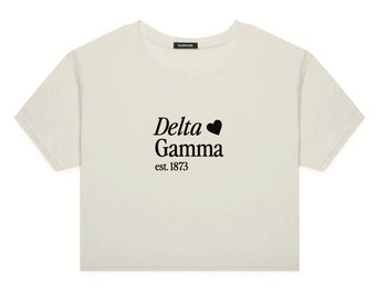Custom Sorority Cropped Tee / Chi Omega Baby Tee / Zeta Tau Alpha / Gamma Phi T-Shirt / Sorority Smiley Tee / Sorority Heart Baby Tee