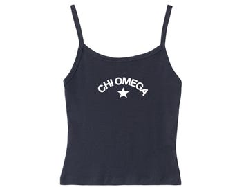 Custom Sorority Tank Top / Chi Omega Top / ZTA / Gamma Phi Baby Tank / Sorority Star Tank / Sorority Varsity Tank / Custom Star Baby Tank