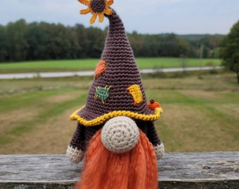 Patches the Autumn Gnome/Soft Sculpture/Gnome/Fall Decor/Gnome/Pumpkin/Flower/Beard/Cottagecore Aesthetic