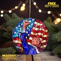 Trump with Raised Fist Stained Glass Christmas Ornament, American Pride Keepsake, Trump Merch, Stained Glass-Look Ceramic Ornament